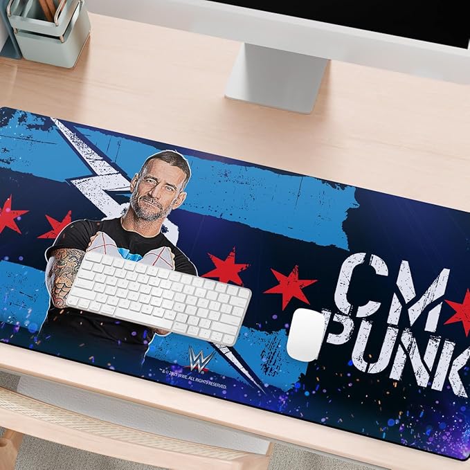 Head Case Designs Officially Licensed WWE Portrait CM Punk 37.4 x 15.75 x 0.16 inches (900 x 400 mm) - XL Gaming Office Desk PC Keyboard Mouse Mat Pad