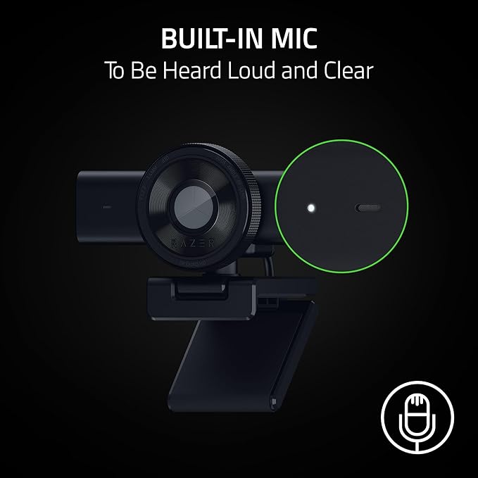 Razer Kiyo V2 X Streaming Webcam: 1440p 60 FPS - Auto Focus - Built-in Microphone - Wide Angle Lense - Integrated Privacy Shutter - Works with OBS Xsplit Streamlabs Discord Zoom Teams - Black