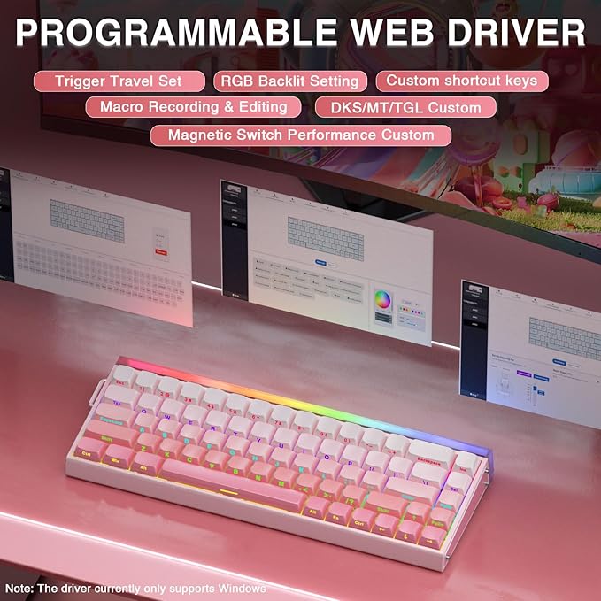 AULA Hero 68 HE 60% Wired Gaming Keyboard Hall Effect Magnetic Switch Keyboard with Adjustable Actuation Fast Trigger Mode 8K Hz Polling Rate 0.125ms LatencyRGB Backlit Side Printed PBT Keycaps