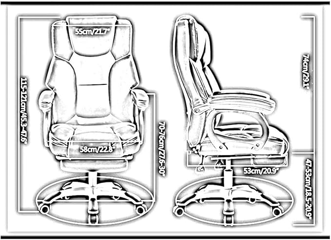 Ergonomic High-Back Office Chair with Footrest PU Leather Gaming Desk Chair Reclining 150° Adjustable Height 330lbs