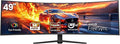 CRUA 49 Curved Gaming Monitor | DQHD(5120 * 1440) 144Hz/165Hz 1500R 32:9 AMD FreeSync 120% sRGB Height Adjustable Ultra-Wide Screen Monitors HDMI 2.1 &amp DP 1.4 Wall Mount Install- Black