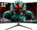 Gawfolk 32 Inch Curved Gaming Monitor 240Hz 1800R PC Monitor Full HD 1080P Frameless Computer Dispaly with Freesync and Eye Care Technology Wall Mountable