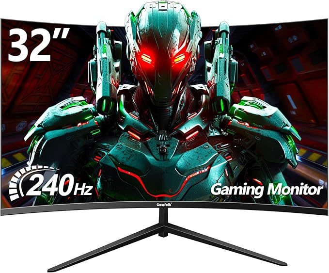 Gawfolk 32 Inch Curved Gaming Monitor 240Hz 1800R PC Monitor Full HD 1080P Frameless Computer Dispaly with Freesync and Eye Care Technology Wall Mountable