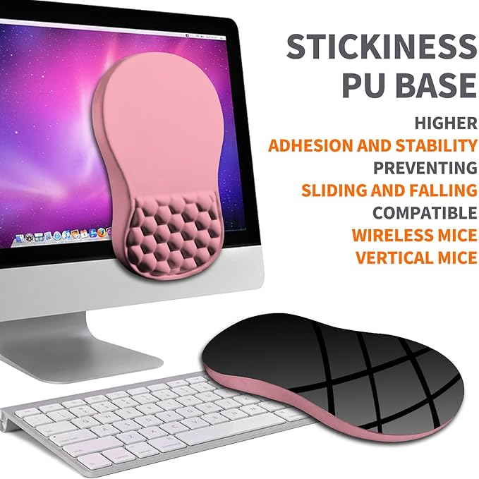 Ergonomic Joint Wrist Support Mouse Pad with Memory Foam Cushion Massage Bump Carpal Tunnel Pain Relief Mousepad Slope Design for Wrist Rest 11.8x7.9 in RosyBrown