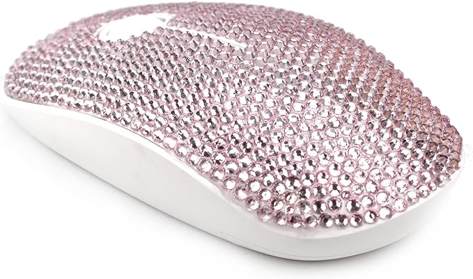 Luxury Bling Crystal Rhinestone Wireless Mouse - 2.4G Silent Wireless Mouse with Nano Receiver 1600 DPI Precise Control for Notebook Computer PC Laptop MacBook - Pink