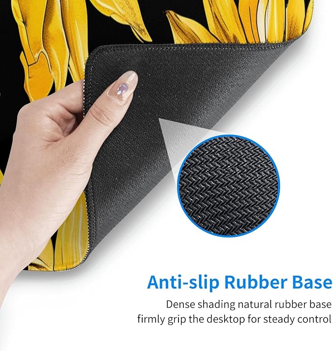 Yellow Sunflower Theme Large Mouse Pad XL Extended Gaming Pad Waterproof Desk Mat for Desktop Keyboard Non Slip Mousepad for Office Game Home 32.15x11.8