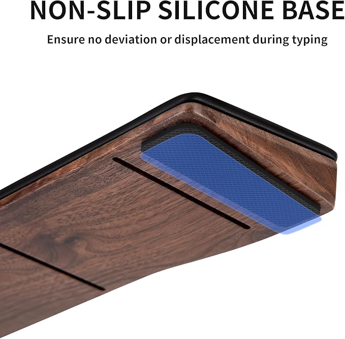 COLORCORAL Wrist Rest for Computer Keyboard Ergonomic Wrist Support with Memory Foam Walnut Wooden Wrist Pad with Anti-Slip Rubber Base for Typing Pain Relief Comfort for Office Gaming