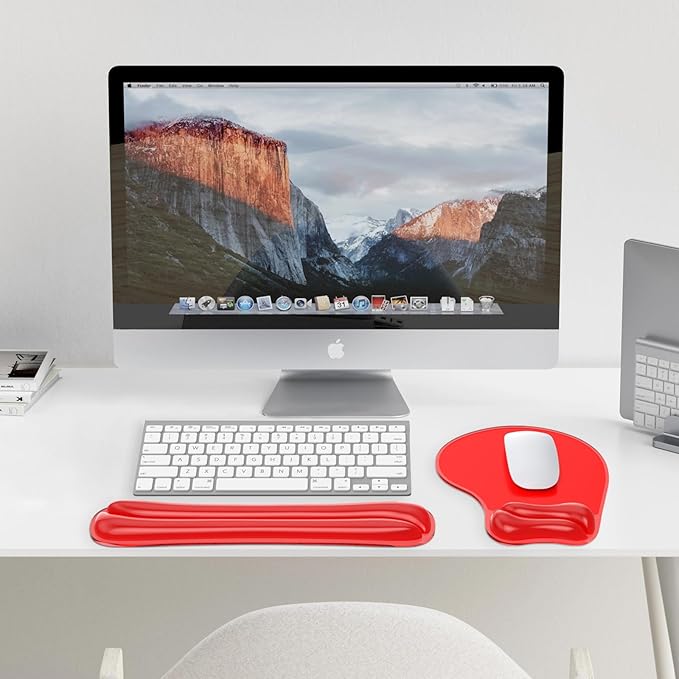 Gel Mouse pad &amp Keyboard Wrist Rest Set Ergonomic Keyboard and Mousepad with Wrist Support Keyboards Wrist Rest Computer Keyboards Pad Cooling Gel Red
