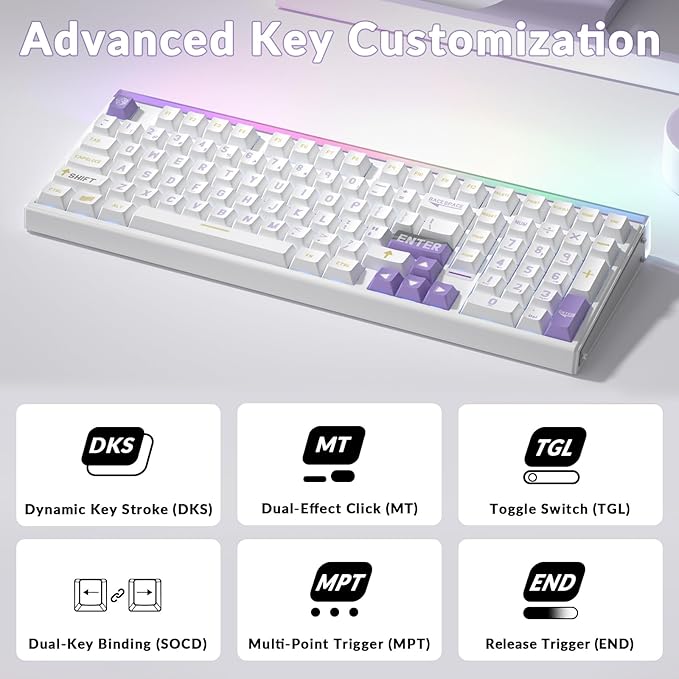 AULA Hero 99 Wired Gaming Keyboard Hall Effect Keyboard with Rapid Trigger Mode Hot Swappable Magnetic Switch Keyboard with Number Pad Web DriverRGB Backlit Mechanical Keyboard for Office PC Gamer