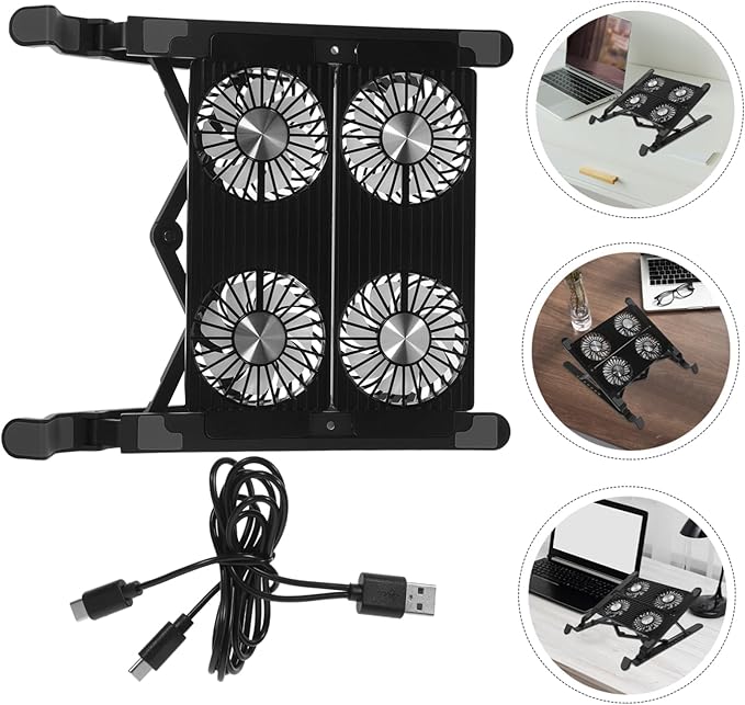 HOMSFOU 1Set Adjustable Laptop Cooling Pad with Fan Lightweight Notebook Stand for Efficient Heat Reduction and Comfortable Usage Skid Design for Stability and Portability
