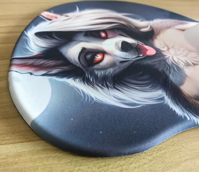Cute 3D Anime Girl Mouse Pad with Soft Gel Wrist Rest Support Anti-Slip Furry Gaming Oppai Mousepad Cartoon Kawaii Ergonomic Mouse Mat 2way Skin (loonaa)
