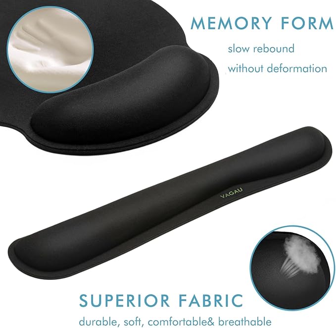 Ergonomic Mouse Pad with Wrist Rest Premium Memory Foam Keyboard and Mouse Wrist Rest Pads Set- for Comfortable Typing &ampWrist Pain Relief (Pack of 4)