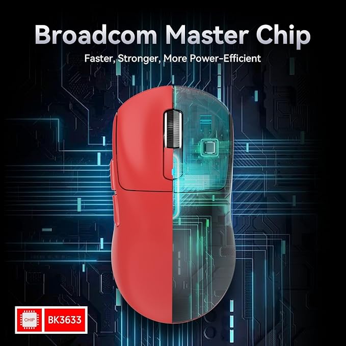 MAMBASNAKE Attack Shark X3 Wireless Gaming Mouse 49g Ultralight PixArt PAW3395 26000 DPI Bluetooth/2.4Ghz /Wired Tri-Mode 200Hrs Rechargeable Battery Kailh GM8.0 Switch for PC/MAC/Win - Red