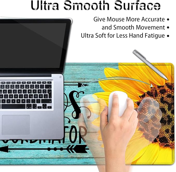 Desk Pad Keyboard Mouse Pad Set Extended Gaming Mouse Pad+ Ergonomics Memory Foam Wrist Rest Support31.5x11.8in Waterproof Large Mouse Pad for Home OfficeChaos Coordinator Sunflower XXL Mouse Mat