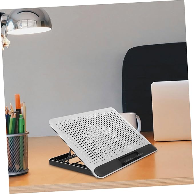 Healifty Notebook Cooler Aluminum Alloy Thin Quiet Cooling Fan with Ergonomic Stand for Laptops Under Skid Stable Computer Support Frame in Silver