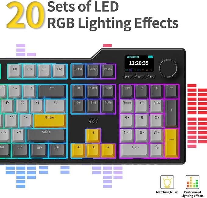 DAIDAI×AJAZZ AK35I V3 Full Size Hot Swap Mechanical Gaming Keyboard with Screen &amp Knob 2.4G/BT/USB-C Gasket Keyboard FR4 Plate 8000mAh Battery South Facing LED RGB(Avocado Axis)