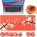 Large Mouse Pad and Keyboard Wrist Rest Desk Pad for Keyboard and Mouse 4-in-1 Large Gaming Mouse Pad with Wrist Support Desk Mat for Home Office Study GameBeautiful Flowers