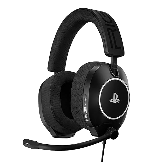 RIG R5 Spear PRO HS Wired Gaming Headset Officially Licensed for PlayStation PS5 PS4 PC - 40mm Graphene Drivers Tempest 3D Audio Flip-to-Mute Mic Memory Foam Cushions 3.5mm -Black