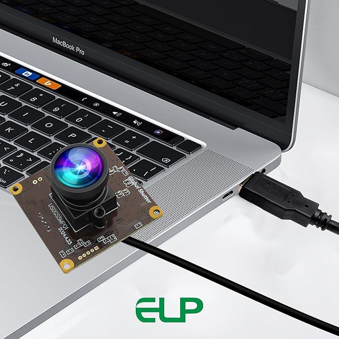 ELP 5MP Global Shutter 50fps USB Camera Module for Computer UVC USB2.0 Lightburn Camera for Laser Engraver High Speed 60fps PC Cam Wide Angle Webcamera for Live Streaming (100°no Distortion Lens)