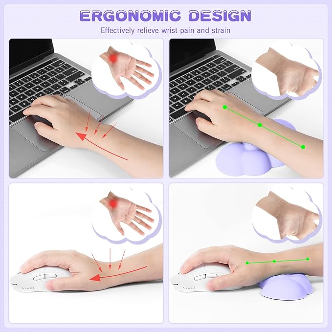 5 in1 Cloud Mouse PadKeyboard Wrist RestMouse Wrist Rest SupportMouse Pad Wirst Rest and Leather Coaster Set with Office Desk MatMemory Foam Ergonomic Easy Typing Pain Relief for Office and Home