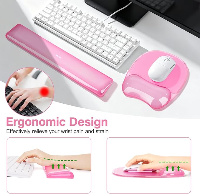 MOSISO Gel Wrist Rest Support for Mouse Pad&ampKeyboard Set Irregular Oval Ergonomic Mousepad Keyboard Pad Non-Slip Base Home/Office Pain Relief&ampCooling Gel Easy Typing Pad for Computer Laptop