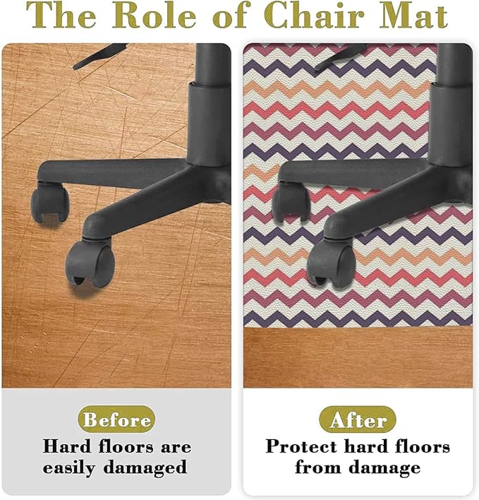 Multicolor PU Leather Office Chair Mat for Hardwood and Tile Floor Horizontal Pattern Simplistic Modern Floor Mats Wood/Tile Protection Mat for Office &amp Home Coral Diameter 47.2 in
