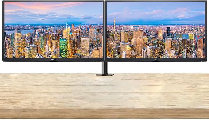 Dell E2424H 24-inch 1080P Full HD Wide Angle LED LCD Monitor 2-Pack VGA DisplayPort HDMI Integrated Speaker and Desk Mount Dual Monitor Stand (Renewed)
