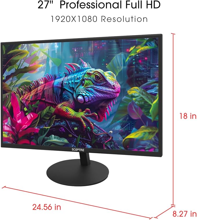 2X Pack 27 Inch Monitor FHD 100Hz Computer Monitor HDMI X2 VGA 99% sRGB Build-in Speakers Wall Mount Tilt Professional and Gaming Monitor – Machine Black 2X Pack