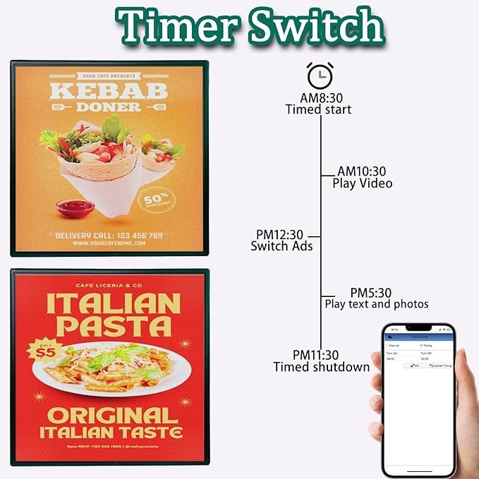P6 Programmable 40x40 Inch Commercial LED Display with WiFi Control HD Multimedia Support for Retail Stores Hospitality &amp Commercial Spaces 160x160 Resolution
