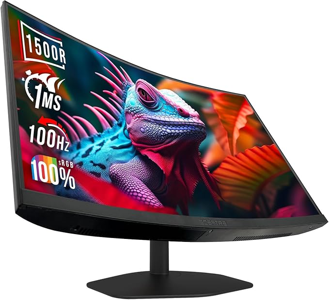 Sceptre New Curved 27-inch Gaming Monitor 1500R 100Hz HDMI X2 DisplayPort 1ms 100% sRGB Build-in Speakers Machine Black 2025 (C275W-FW100T Series)