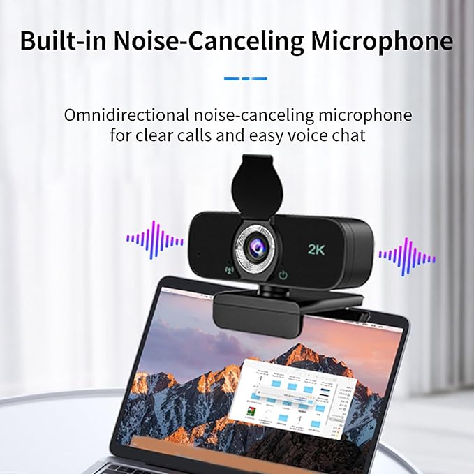 USB Webcam Builts in Noise Cancelling Microphones and Adjustable Tripods Stand for Highly Definition 1080P 2K 4K Video R