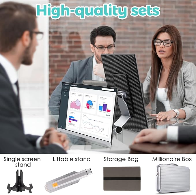 Laptop Screen Extender1080P FHD Portable Monitor with 360°Rotation Detachable Screen Triple Monitor Extender Plug &amp Play Fits Laptops (Mac/Win/Android) (15.6‘’ Triple Screen)