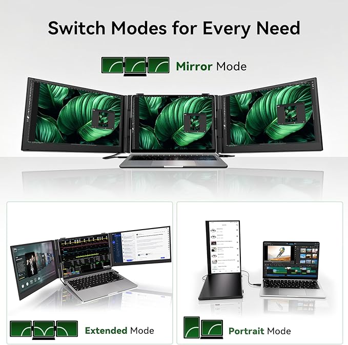 14 Triple Laptop Screen Extender Ultra-Thin Lightweight FHD 1080P IPS Laptop Monitor Extender Portable Extended Screen for Laptops 13-17.3 Compatible with Wins Mac Chrome Dex Phone Travel Work