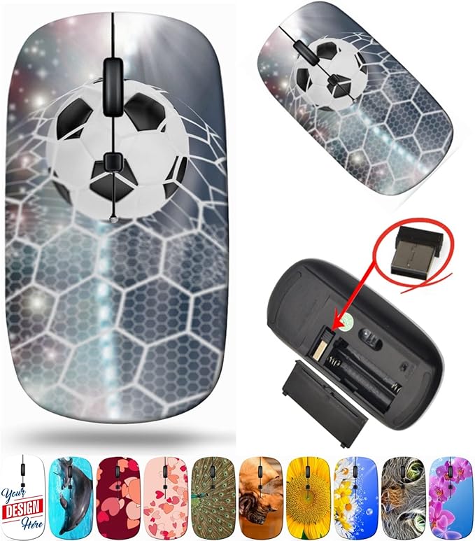 maizi Wireless Mouse for PC MacBook Computer Laptop (BYADAUaBOA_Soccer Ball in Goal_824)