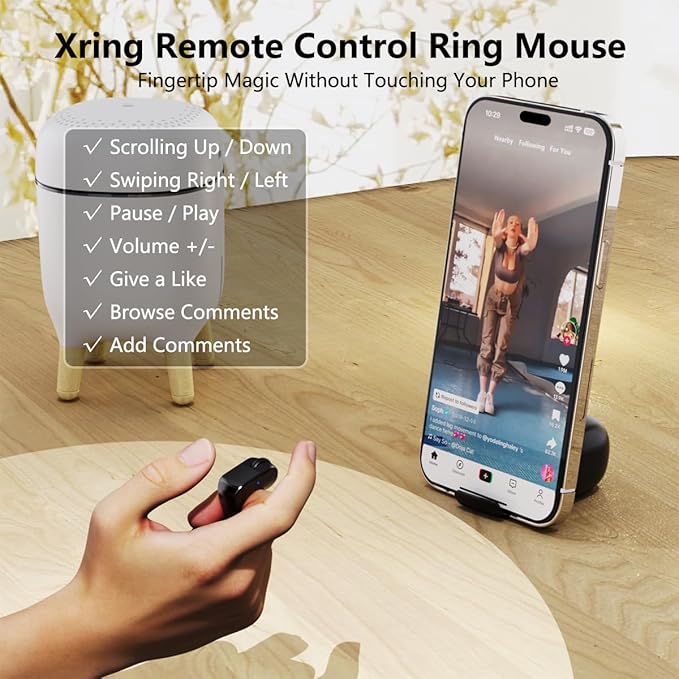SPYN Multifunctional Wireless Ring Mouse PROFinger Ring Mouse with TouchTrackpad Bluetooth/Wireless Scroller for iPhone/Android/PC/Laptops/Tablets/SmartTVs RemoteControl for Camera/Video Recording