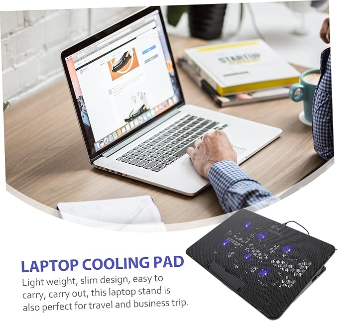 POPETPOP Laptop Cooling Pad Adjustable Height Lightweight Design for up to Laptops USB Powered Fan for Efficient Heat Dissipation for Travel and Business Use