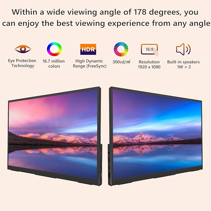 Portable Monitor Touchscreen 15.6''Laptop Screen Extender FHD IPS Touch Screen Travel Monitor with Kickstand &amp Speaker HDMI USB C External Monitors for Laptop Phone Computer Xbox Switch
