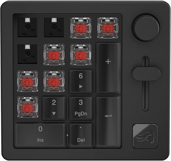 GLORIOUS GMMK Macro Pad - Black Mechanical Numpad - 10 Key USB Keypad - Hotswap Programmable Volume Knob RGB Backlit Wired &amp Wireless Bluetooth- Gaming Keyboard Number Pad