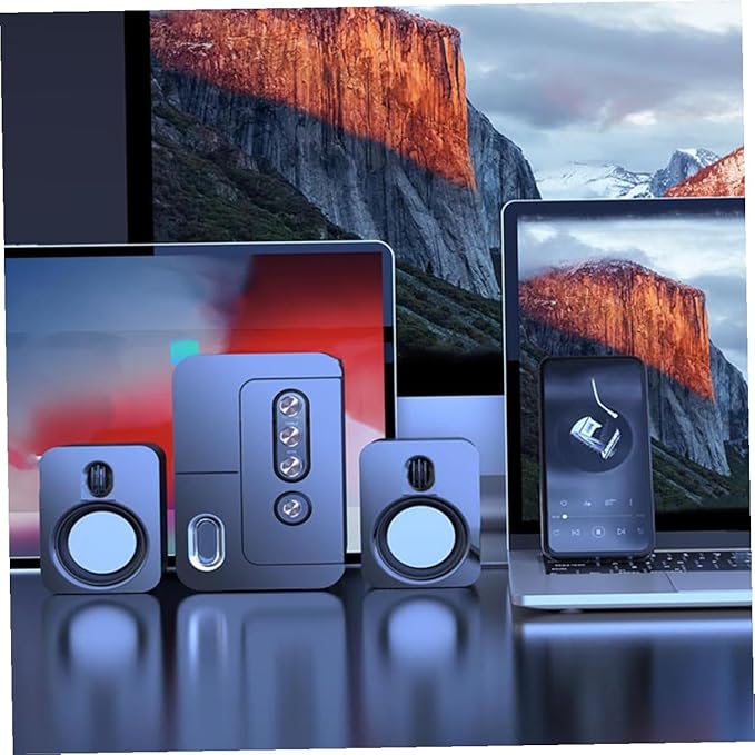 USB Laptop Desktop Speaker 3D Surround Sound Compact Computer Speaker with Bass Subwoofer Black for Home Office Use