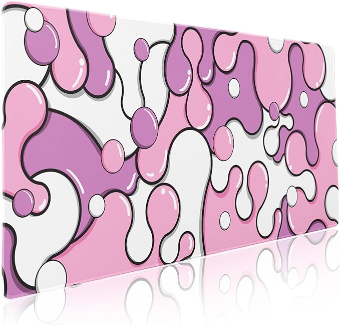 Pink Pastel Purple Mouse Pad XXL Anime Cool Geometric Japanese Extended Desk Mat 90X40 CM Non-Slip Rubber Base Stitched Edge Large Mousepad for Gaming Laptop Computer Desktop 35.4×15.7 Inch