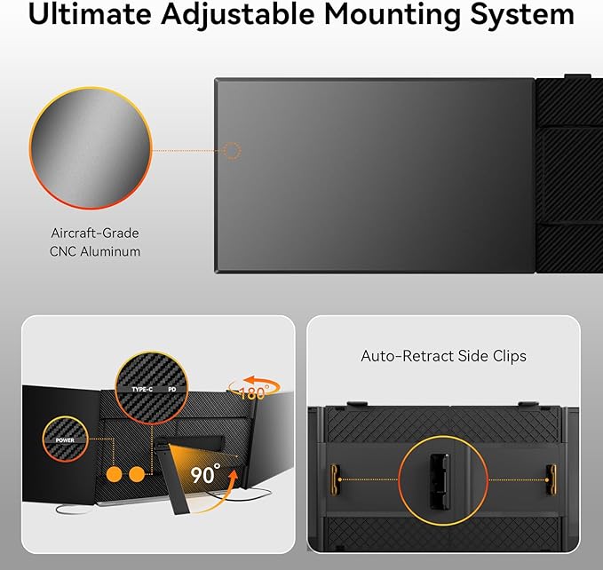 Laptop Screen Extender One Cable - Triple 14 Ultra Thin IPS FHD 1080P Portable Monitor for 13.3-17 Laptops Compatible with Windows Mac Travel Work