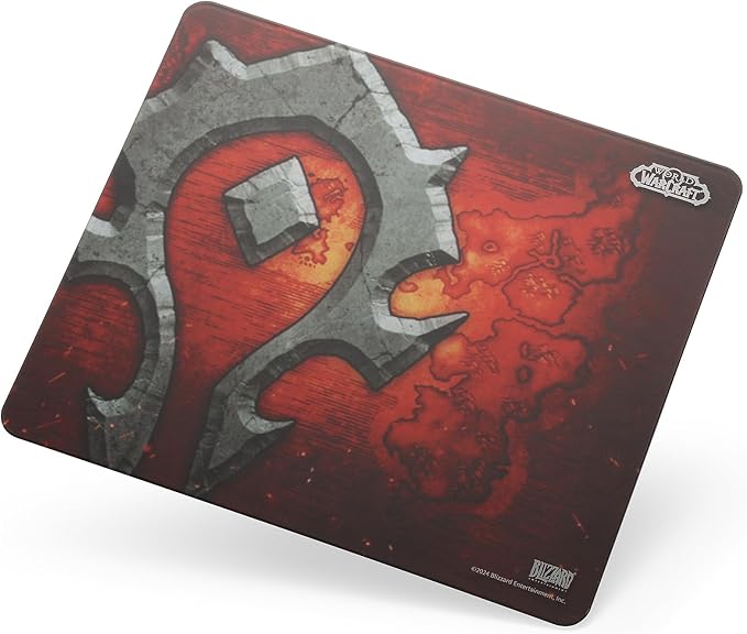 Blizzard Wow Game Glass Mouse PadTempered Glass Hard Mousepad for GamingUltra-Smooth Surface for Top Precision &amp SpeedEasy to CleanNon-Slip Rubber BaseOfficial Licensed13.8in*11.8in (Horde-R