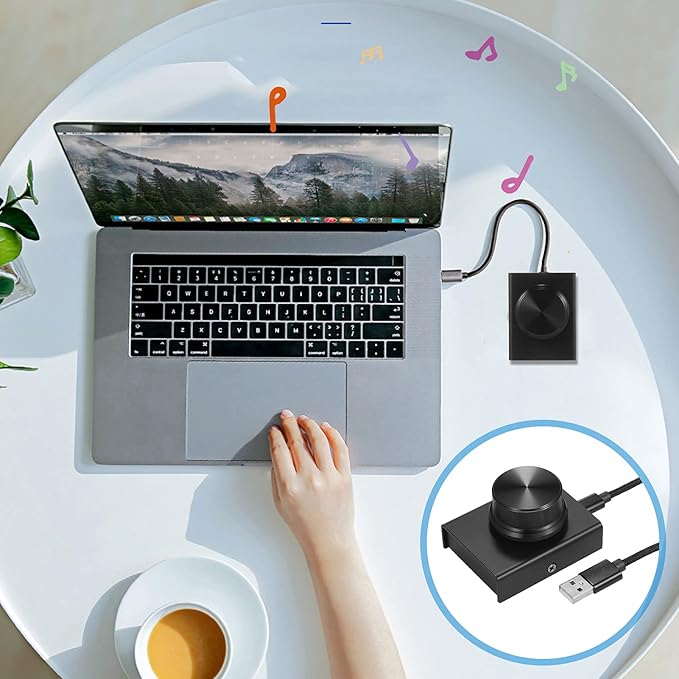 USB Volume Control Knob USB Volume Control Knob One Key Mute Volume Controller for Computer Laptop Plug and Play PC Speaker Audio Adjuster Compatible with Win 10/8/ 7/ Vista/XP/Mac