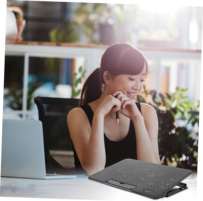 Laptop Cooling Stand Adjustable Height Laptop Cooler Dual Fans Portable and Lightweight Notebook Stand for Efficient Heat Dissipation and Ergonomic Comfort Compatible
