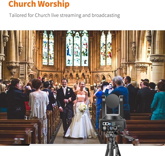 PTZ Camera 4KAI Auto Tracking USB3.0/3G-SDI/LAN HDMI PTZ Camera 20X Optical +16X Digital Zoom with PoE Live Streaming for Church WorshipOBSFacebookYouTube