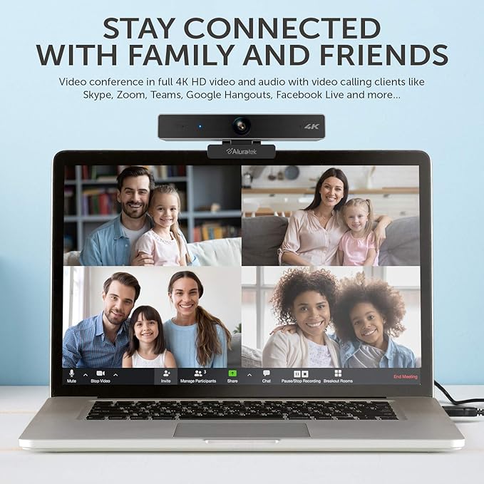 Aluratek HD 1080P Video Webcam for PC MAC Desktop &amp Laptop Video Call Conference USB