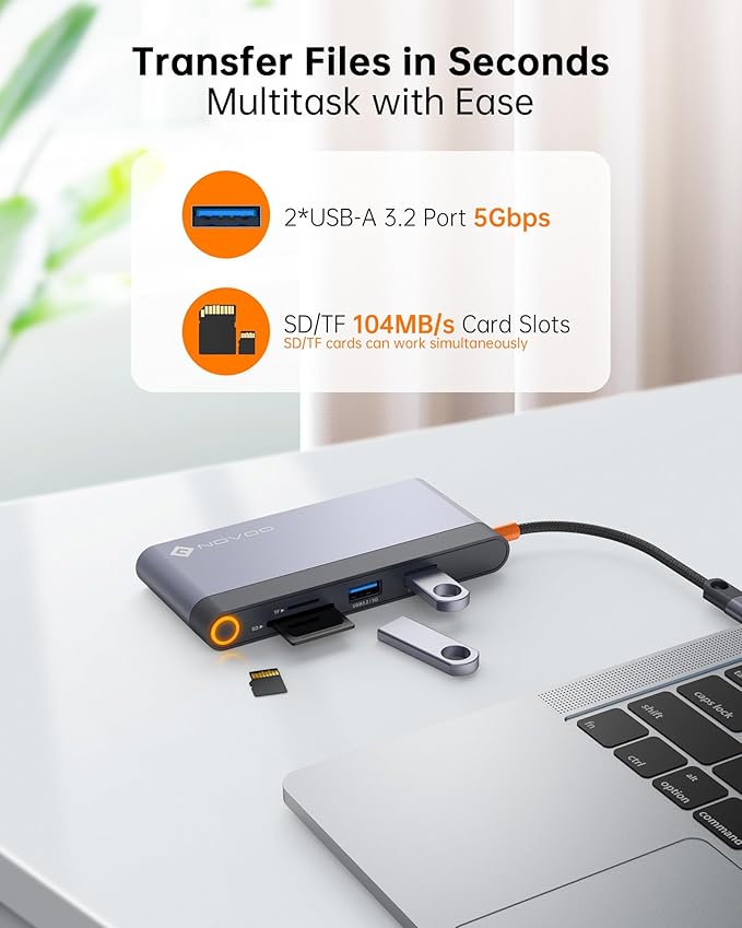 Novoo USB C Docking Station Dual HDMI Adapter 8 in 1 Multi Display 4K with 2 HDMI100W PD 2 USB TF Card USB-C 3.0 Hub Multiport Dongle Compatible with MacBook/Dell/HP/Lenovo Surface Laptops
