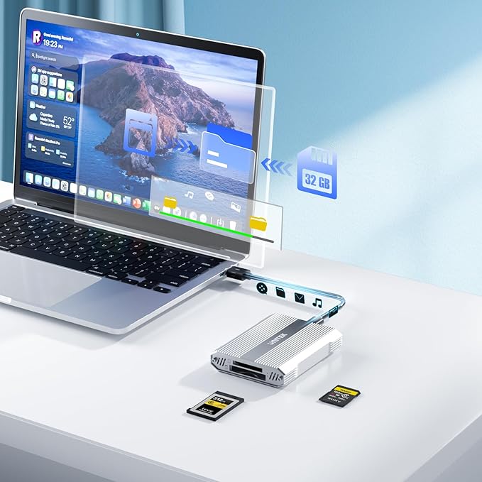 Unitek 4 in 1 CFexpress Type B Card Reader - SD4.0 UHS-II &amp Micro SD Card Reader with USB-A Hub 10Gbps USB 3.2 Gen 2 CFexpress Adapter for Cf Express Type B