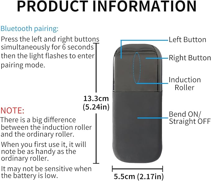 Bluetooth Arc Touch Mouse Portable Mini Folding Travel Mouse whitout USB Dongle Foldable Mice for Laptop Tablet - Black