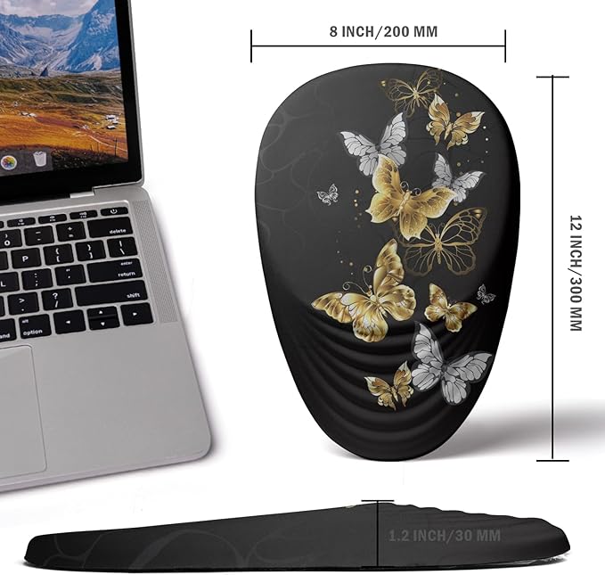 Ergonomic Memory Foam Mouse Pad with Wrist Rest Support Non-Slip PU Base and Wireless Capability